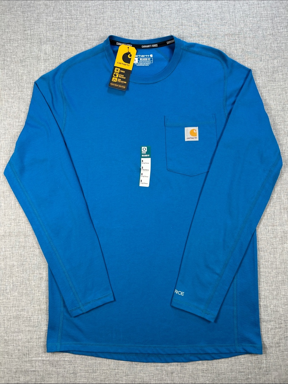 Carhartt Force Men’s S Blue Relaxed Fit Long Sleeve Pocket Shirt NWT
